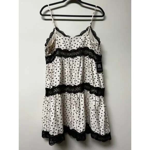 NWT EXPRESS Polka Dot Lace Detailed Trapeze Dress, Sz L - Picture 12 of 16